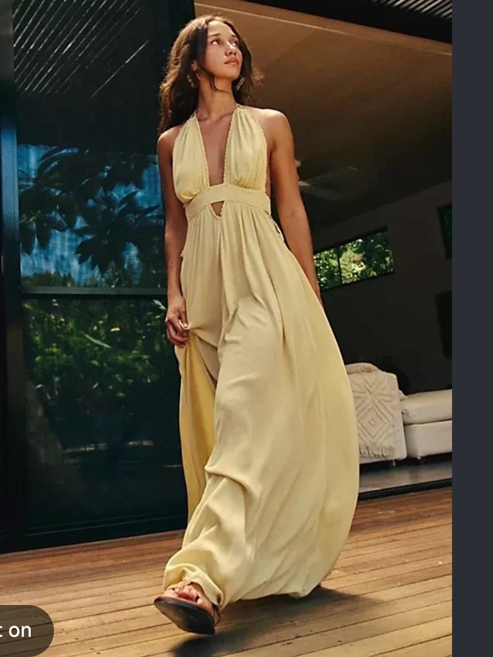 Free People Soft Yellow Halter Maxi Dress